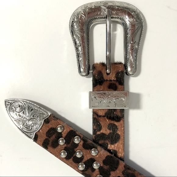 unknown Accessories - Western Belt Leopard Haircalf Leather